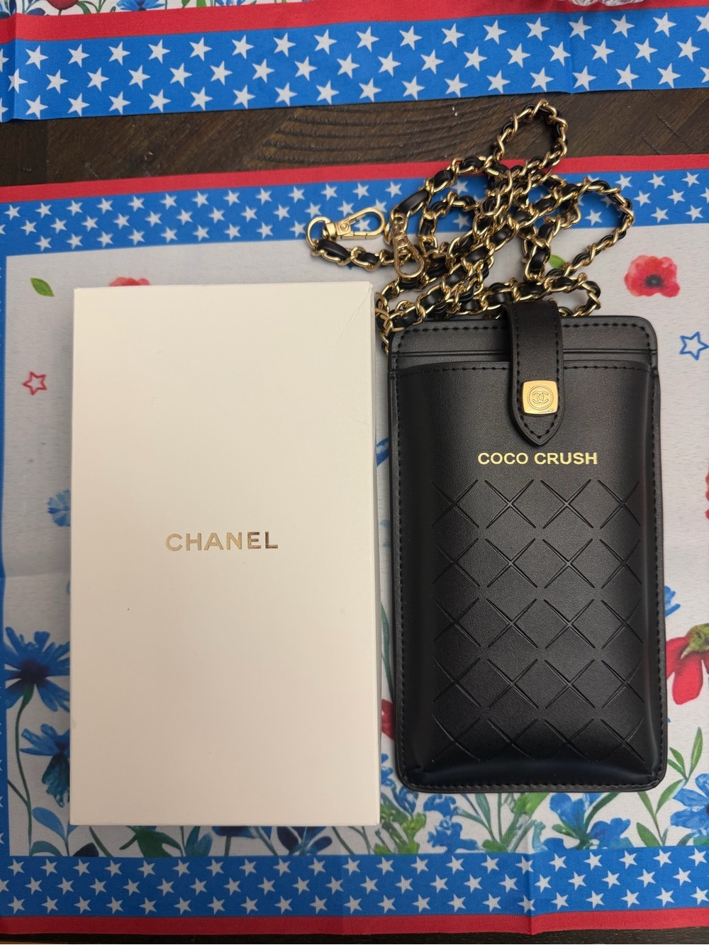 GWP!! Chanel Coco Crush Black Leather Crossbody Phone Pouch